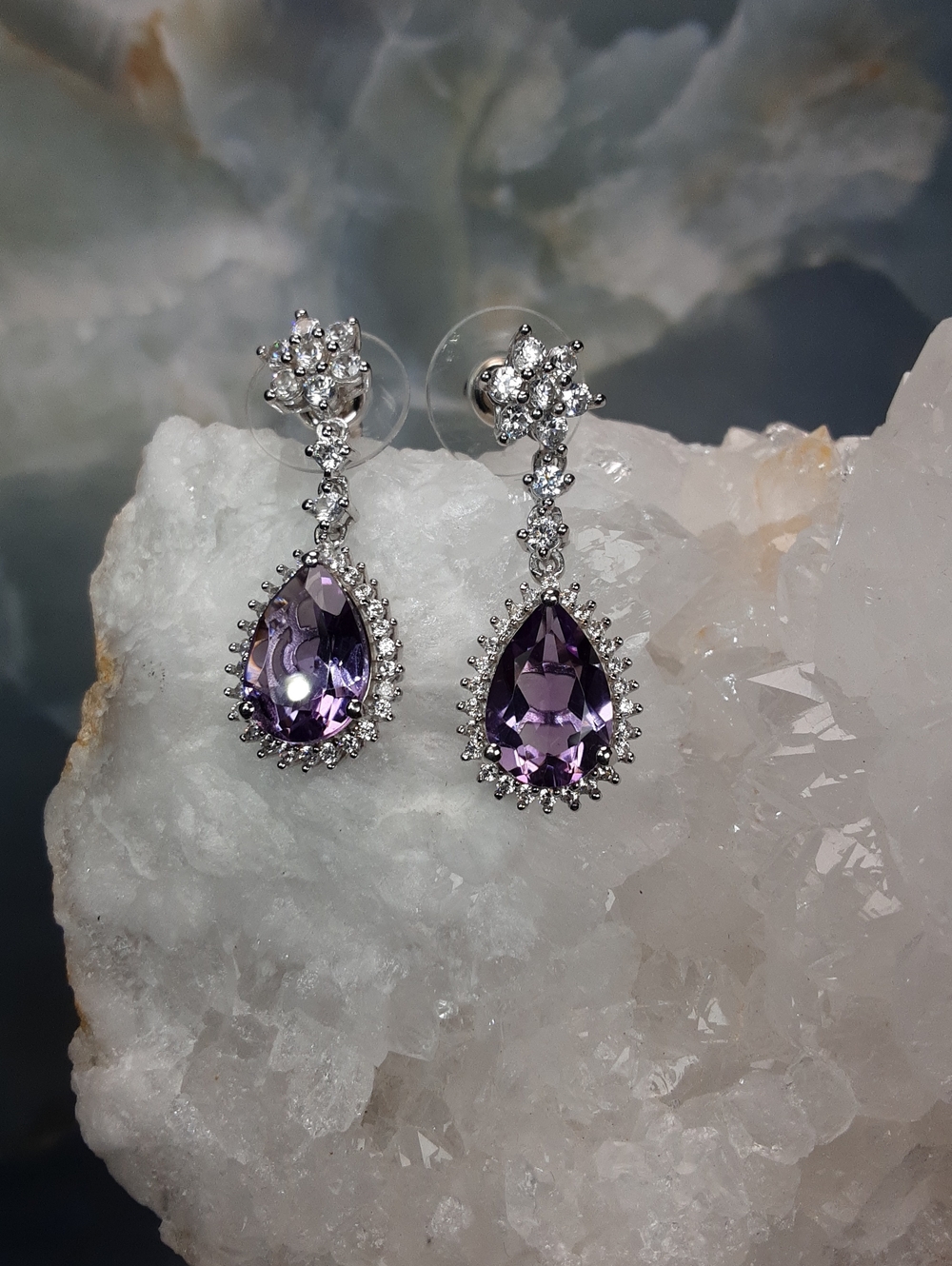 925 Amethyst Drop Earrings. Price Is Firm.